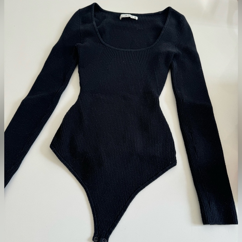 Abercrombie & Fitch Sweater Scoop-neck Bodysuit Black